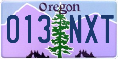 OR license plate 013NXT
