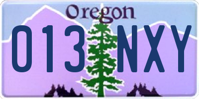 OR license plate 013NXY