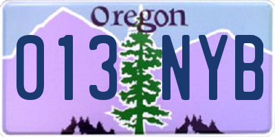 OR license plate 013NYB
