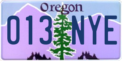 OR license plate 013NYE