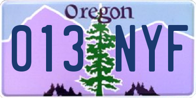 OR license plate 013NYF