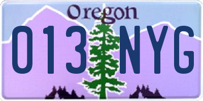 OR license plate 013NYG