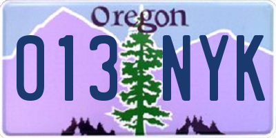 OR license plate 013NYK