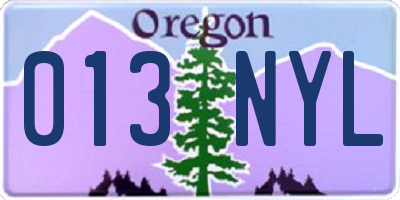 OR license plate 013NYL
