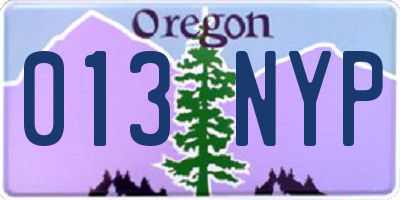 OR license plate 013NYP