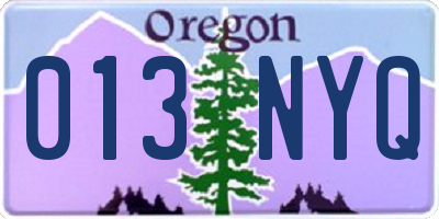 OR license plate 013NYQ