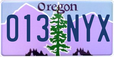 OR license plate 013NYX