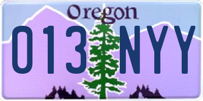 OR license plate 013NYY