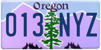 OR license plate 013NYZ