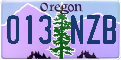 OR license plate 013NZB