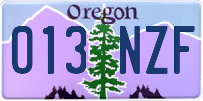OR license plate 013NZF