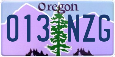 OR license plate 013NZG
