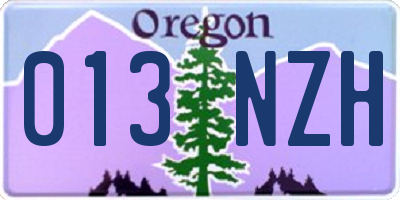 OR license plate 013NZH