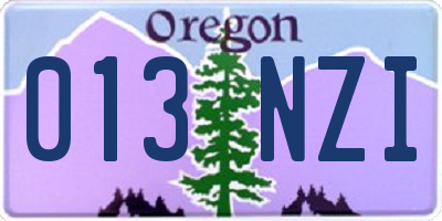 OR license plate 013NZI