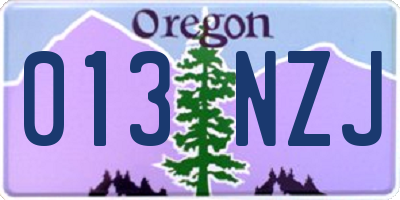 OR license plate 013NZJ