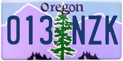 OR license plate 013NZK