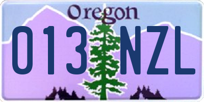 OR license plate 013NZL