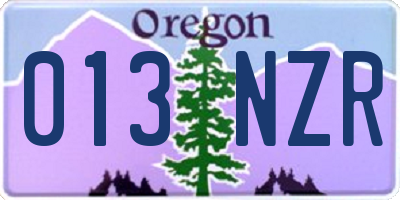 OR license plate 013NZR