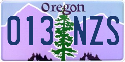 OR license plate 013NZS