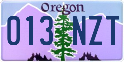 OR license plate 013NZT