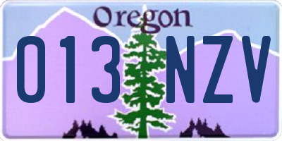 OR license plate 013NZV