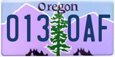 OR license plate 013OAF