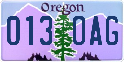 OR license plate 013OAG