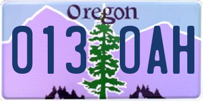 OR license plate 013OAH