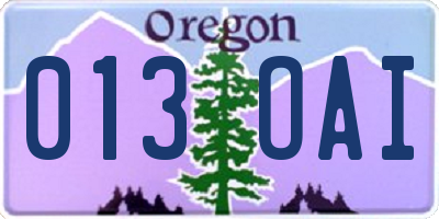 OR license plate 013OAI