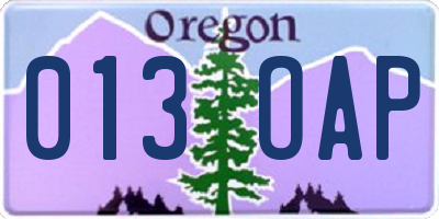 OR license plate 013OAP