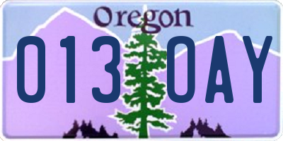 OR license plate 013OAY