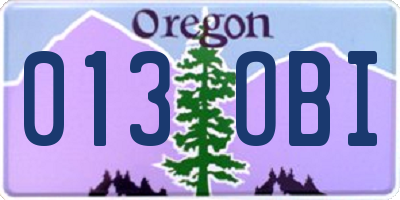 OR license plate 013OBI