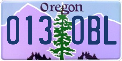 OR license plate 013OBL