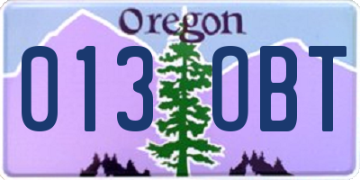 OR license plate 013OBT