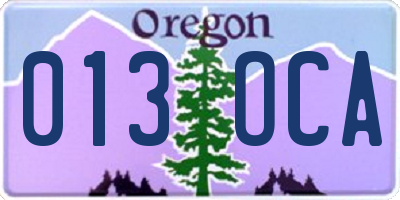OR license plate 013OCA