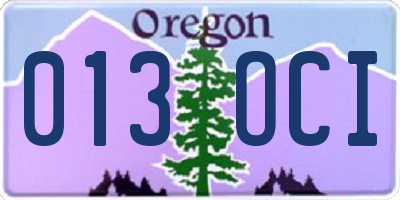 OR license plate 013OCI