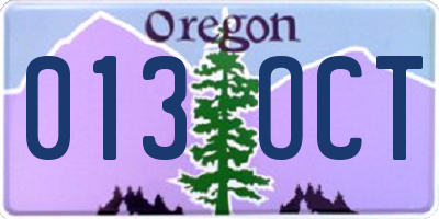 OR license plate 013OCT