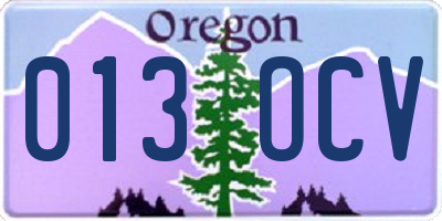 OR license plate 013OCV