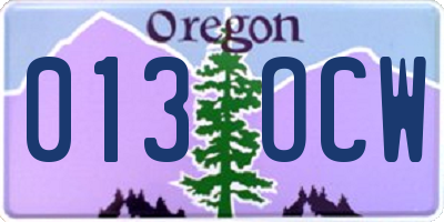 OR license plate 013OCW