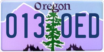 OR license plate 013OED