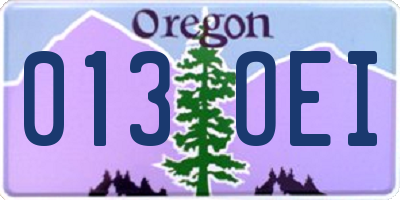 OR license plate 013OEI