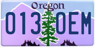 OR license plate 013OEM