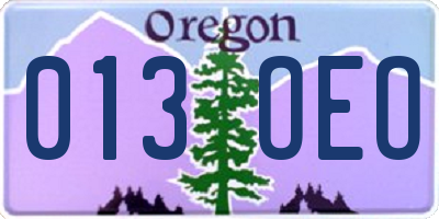 OR license plate 013OEO