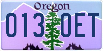 OR license plate 013OET