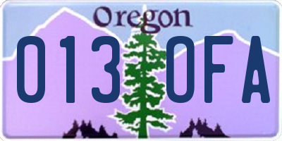 OR license plate 013OFA