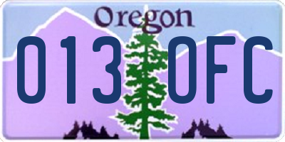 OR license plate 013OFC
