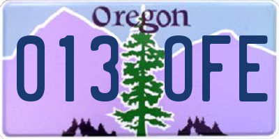 OR license plate 013OFE