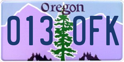 OR license plate 013OFK