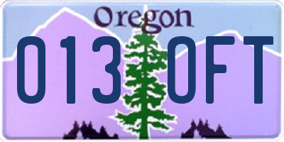 OR license plate 013OFT