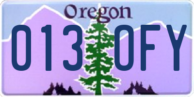 OR license plate 013OFY